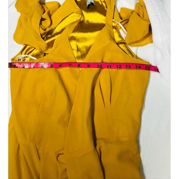 LULU'S SZ S Easy Listening Marigold Yellow Cold-Shoulder Wrap Maxi Dress NEW B42 - Picture 7 of 10